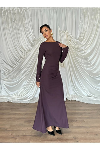 Kol Düğme Detaylı Çan İnen Beli Oturan Uzun Boy Günlük Özel Gün Marbella Kadın Elbise