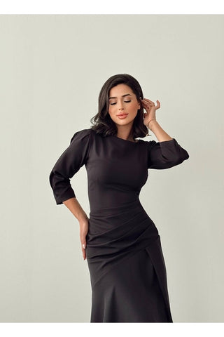 Eteği Yırtmaçlı Fırfırlı Uzun Boy Özel Gün Düğün Nişan Mezuniyet Kadın Elbise