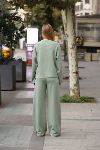 Sweat Pantolonlu Beli Latikli Eşofman Takım