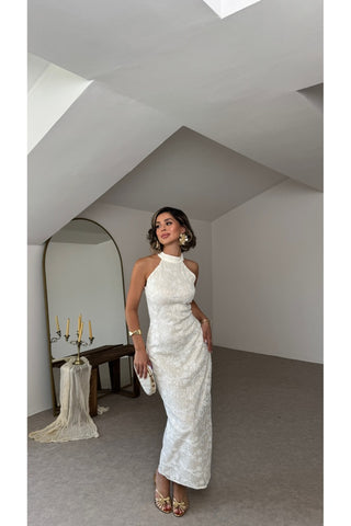 Sofia Dantel Elbise - Beyaz - EU3236