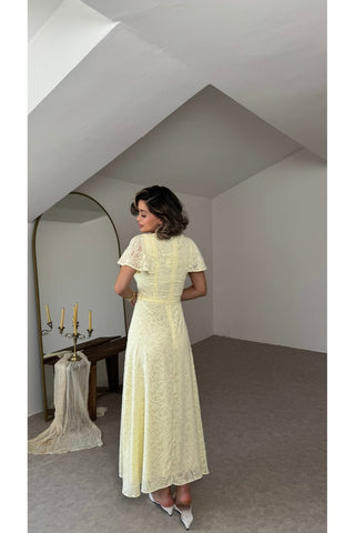 Bahar Esintisi Elbise - Sarı - EU3231