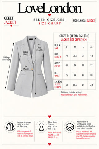 Fletolu Astarlı Slim Blazer Ceket - Gri - EU8063