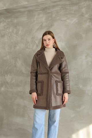 Torba Cepli Oversize Kürklü Kaban