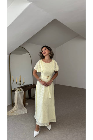 Bahar Esintisi Elbise - Sarı - EU3231