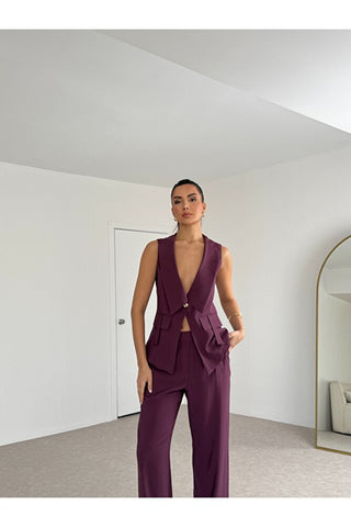 Apoletli Kadın Yelek Pantolon Takım