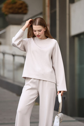 Sweat Pantolonlu Beli Latikli Eşofman Takım