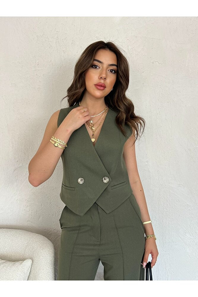 Astarlı Fletolu Kolsuz Kadın Yelek