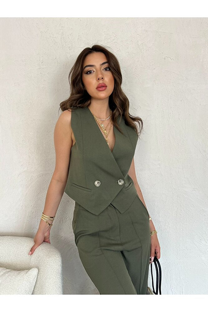 Astarlı Fletolu Kolsuz Kadın Yelek