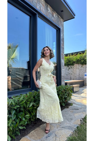 Elegant Midi Elbise - Sarı  -  EU3224
