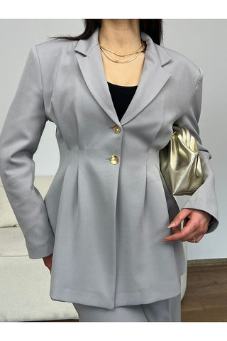 Belden Oturtmalı Uzun Kollu Ceket