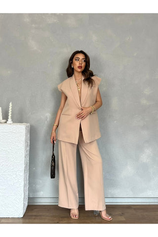 Pileli Uzun Bol Paça Kadın Pantolon