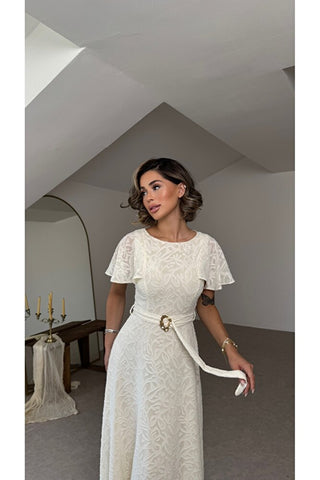 Bahar Esintisi Elbise - Beyaz - EU3231