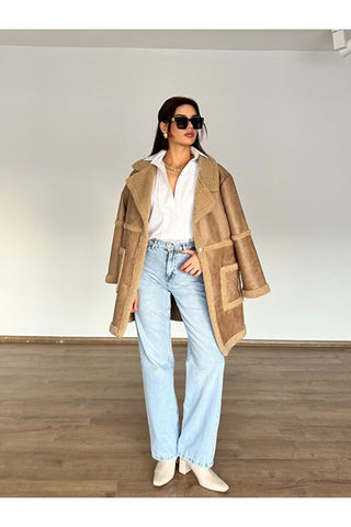 Torba Cepli Oversize Kürklü Kaban