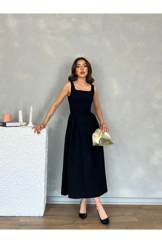 Kare Yaka Uzun Boy Günlük Özel Gün Kadın Elbise