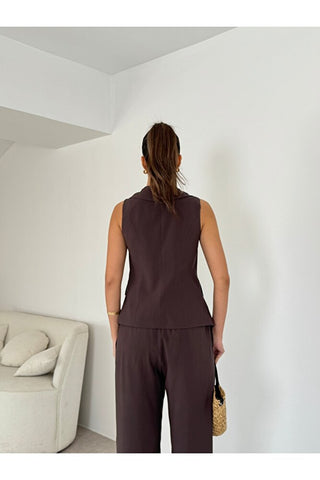 Apoletli Kadın Yelek Pantolon Takım