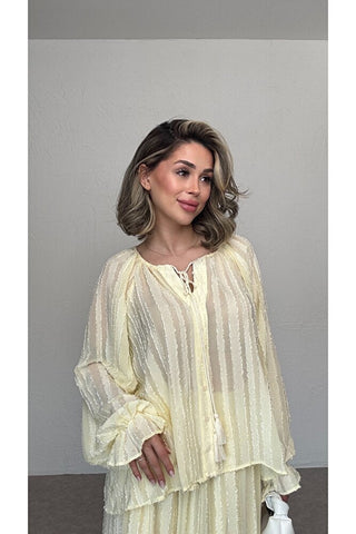 Oversize Bluz Ve Etek Takım-Sarı-EU2164
