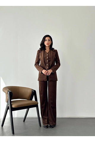 Fitilli Kadife Astarlı Kadın Blazer Ceket