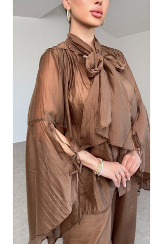 Liora Fiyonk Detaylı Takım - Kahve - K1004