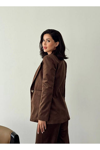 Fitilli Kadife Astarlı Kadın Blazer Ceket