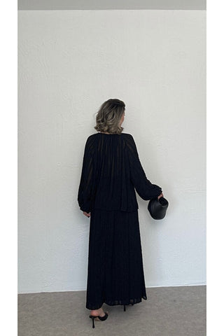 Oversize Bluz Ve Etek Takım-Siyah-EU2164