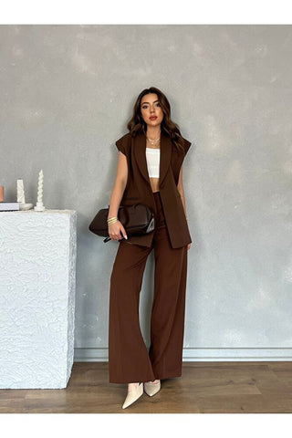 Pileli Uzun Bol Paça Kadın Pantolon