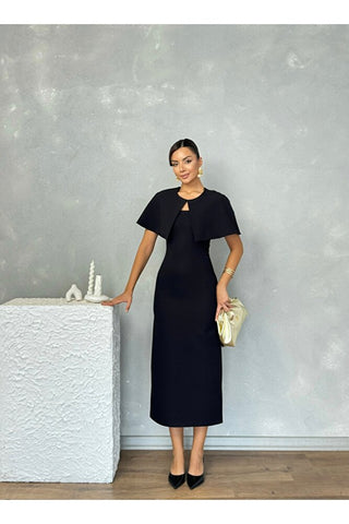 Pelerinli Straplez Uzun Boy Gece Şık Özel Gün Kadın Regina Elbise