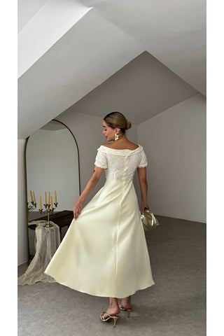 Premium Celine Elbise - Sarı - EU3249