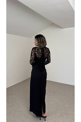 Grace Dantel Detaylı Midi Elbise - Siyah - EU3219