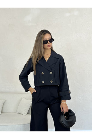 Kolu Apoletli Kısa Trenç