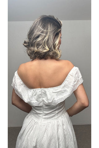 Madonna Yaka Kadın Elbise - Beyaz - EU3136