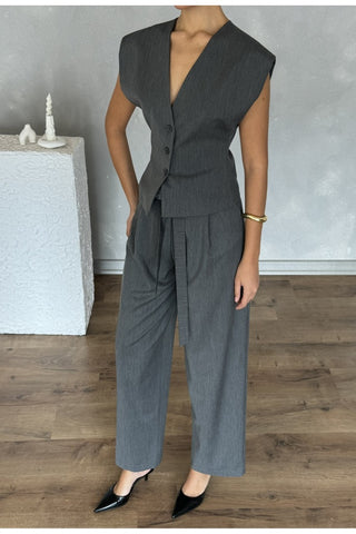Kolsuz Kuplu Yelek Pantolon Günlük Şık Özel Gün Kadın Takım