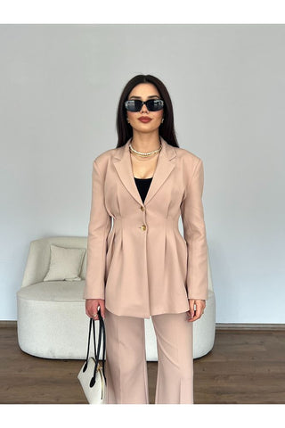 Belden Oturtmalı Uzun Kollu Ceket