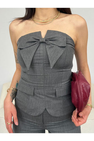 Cepli Önü Fiyonlu Straplez Takım