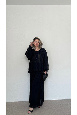 Oversize Bluz Ve Etek Takım-Siyah-EU2164