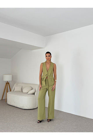 Apoletli Kadın Yelek Pantolon Takım