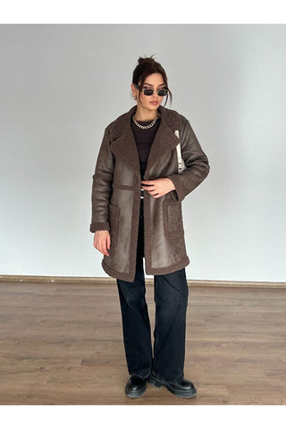 Torba Cepli Oversize Kürklü Kaban
