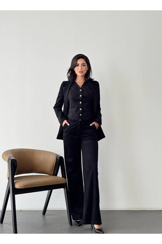 Fitilli Kadife Astarlı Kadın Blazer Ceket