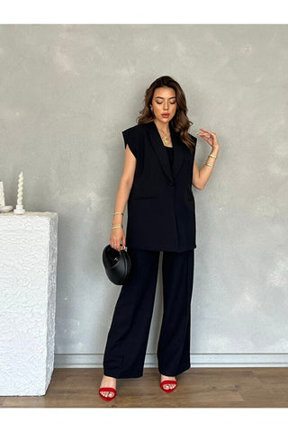 Pileli Uzun Bol Paça Kadın Pantolon