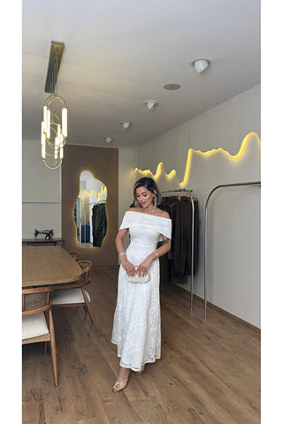 Juliette Beyaz Midi Elbise - Beyaz - EU3237