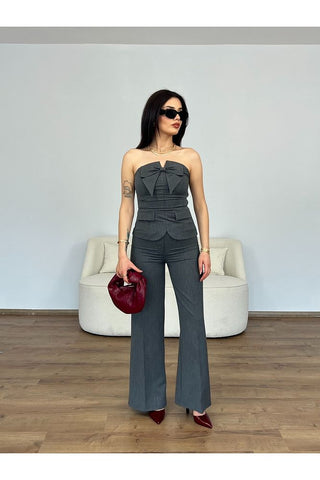 Cepli Önü Fiyonlu Straplez Takım