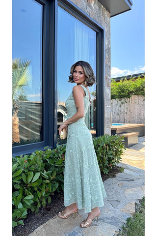 Elegant Midi Elbise - Yeşil -  EU3224