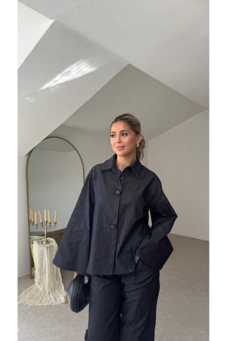 Oversize Düğme Detaylı Takım - Lacivert - EU2170