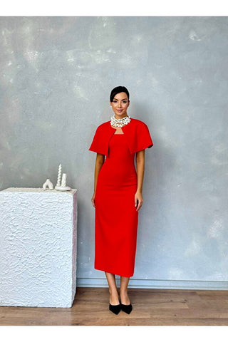 Pelerinli Straplez Uzun Boy Gece Şık Özel Gün Kadın Regina Elbise