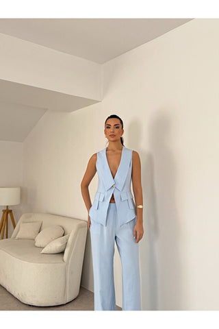 Apoletli Kadın Yelek Pantolon Takım