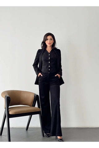 Fitilli Kadife Astarlı Kadın Blazer Ceket