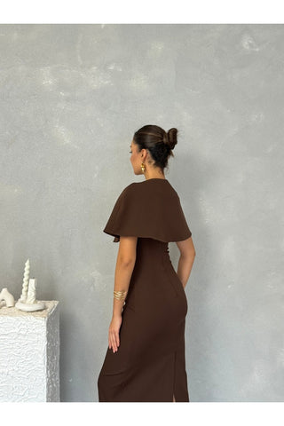 Pelerinli Straplez Uzun Boy Gece Şık Özel Gün Kadın Regina Elbise