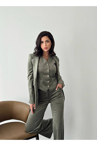 Fitilli Kadife Astarlı Kadın Blazer Ceket