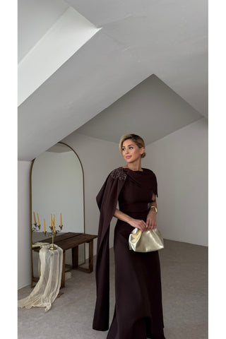 Premium Liora Elbise - Kahverengi - EU3252