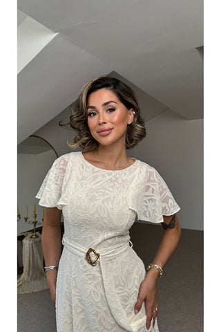 Bahar Esintisi Elbise - Beyaz - EU3231
