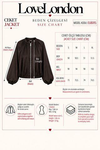 Saten Bomber Ceket - Kahverengi - EU8095